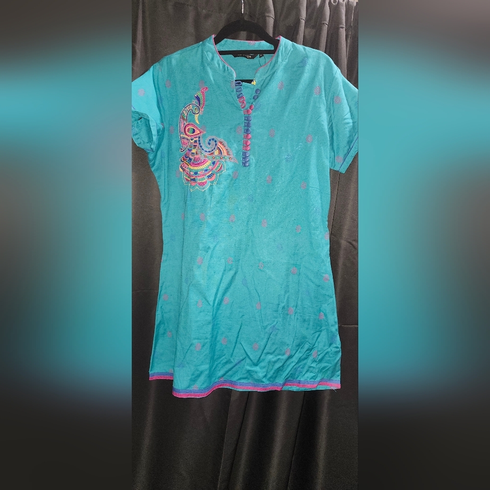 Embroidered Boho Style‎ Tunic Peacock Top